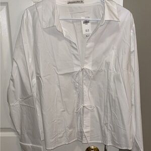 White Tie-Front Blouse